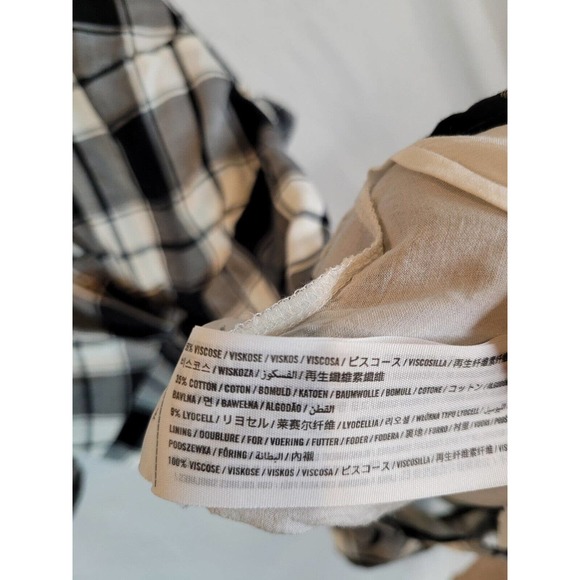 Abercrombie and Fitch Plaid Twist Front Button Down Dress Large Black and White - Picture 5 of 6